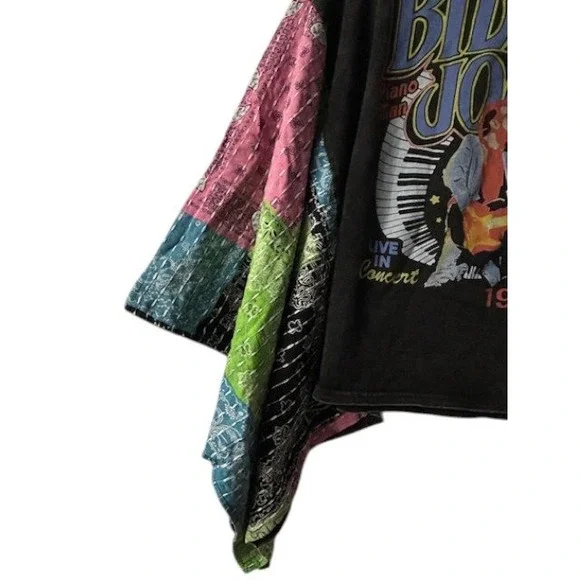 VTG Billy Joel 1994 Concert Oversized Tee With M/L Patchwork Kimono Sleeve Boho - Picture 16 of 16